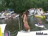 Naked girls at a boat party