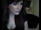 Brunette girl shows her tits front webcam