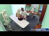 Naughty blonde patient gets rammed by her doctor in the examining table