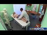 Busty blonde gets fucked by her doctor in the hot examining table