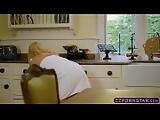 Blonde wife fucks her catering guy on the kitchen table