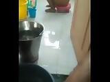 Indian babhi cloth washing in toilet