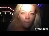 First orgy for this TEEN with 2 MILFs in public club with unknown customers